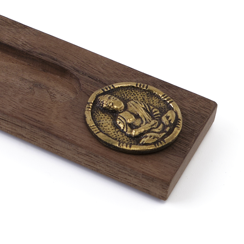 Räucherstäbchenhalter "Goldener Buddha" aus Edelholz