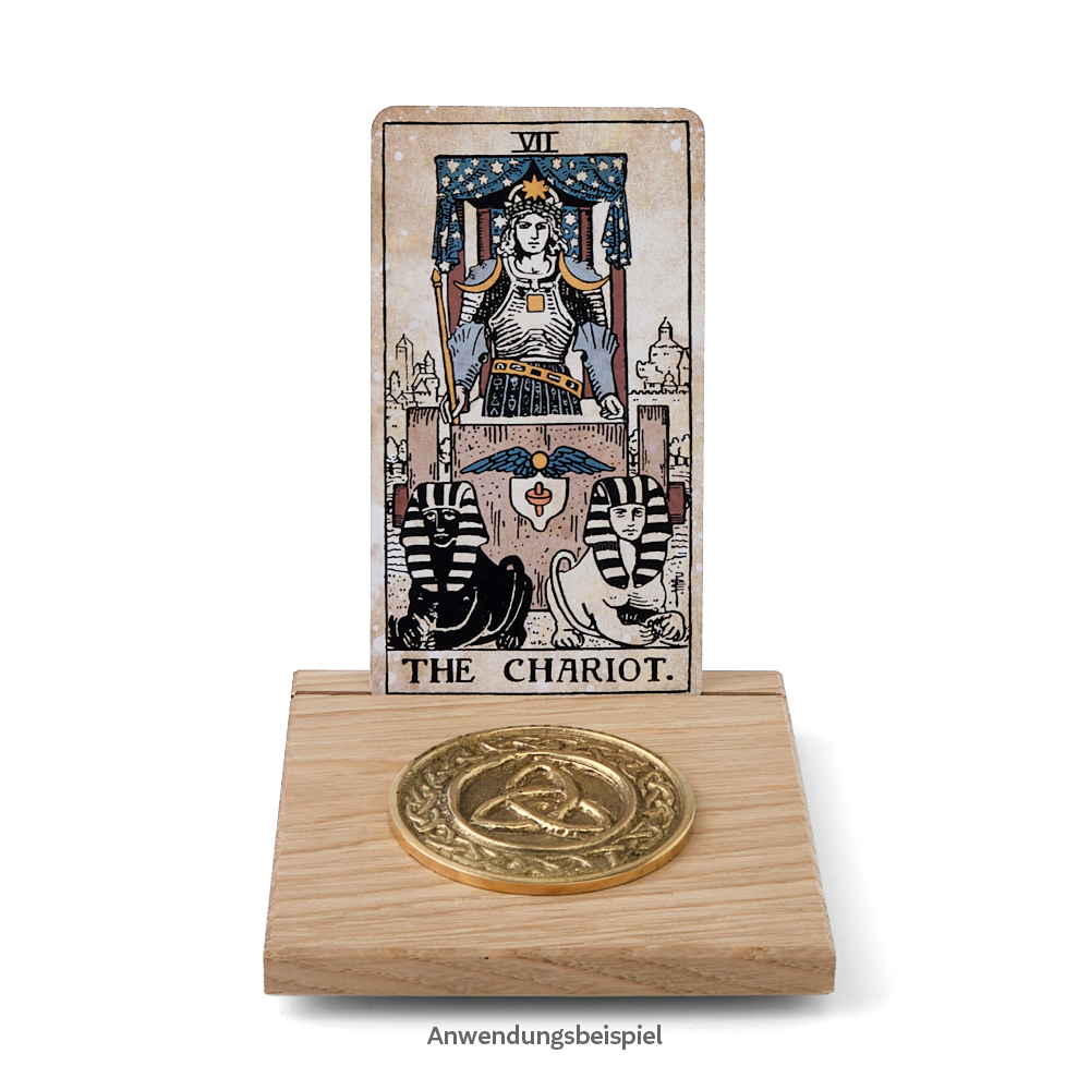 Tarotkartenhalter aus Eiche mit Münze Dreifachknoten