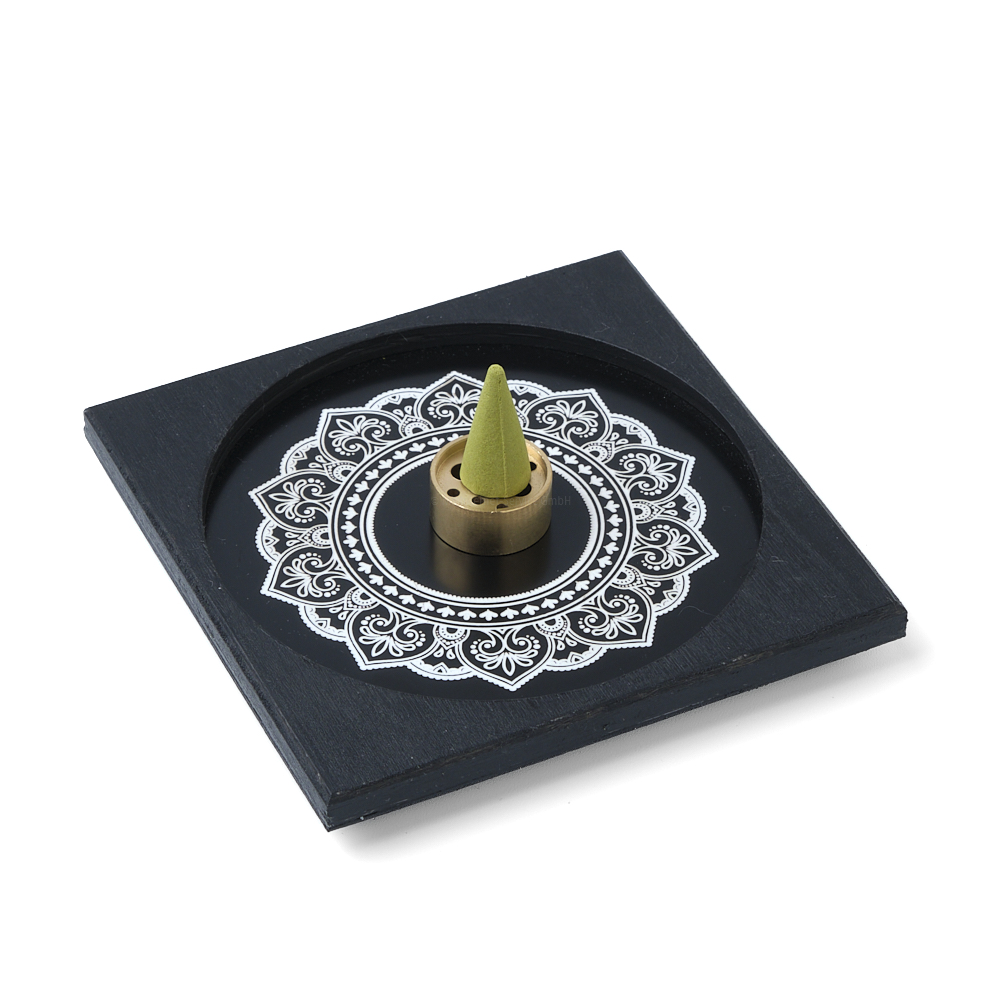 Halter für Räucherstäbchen/Räucherkegel mit Mandala-Gravur