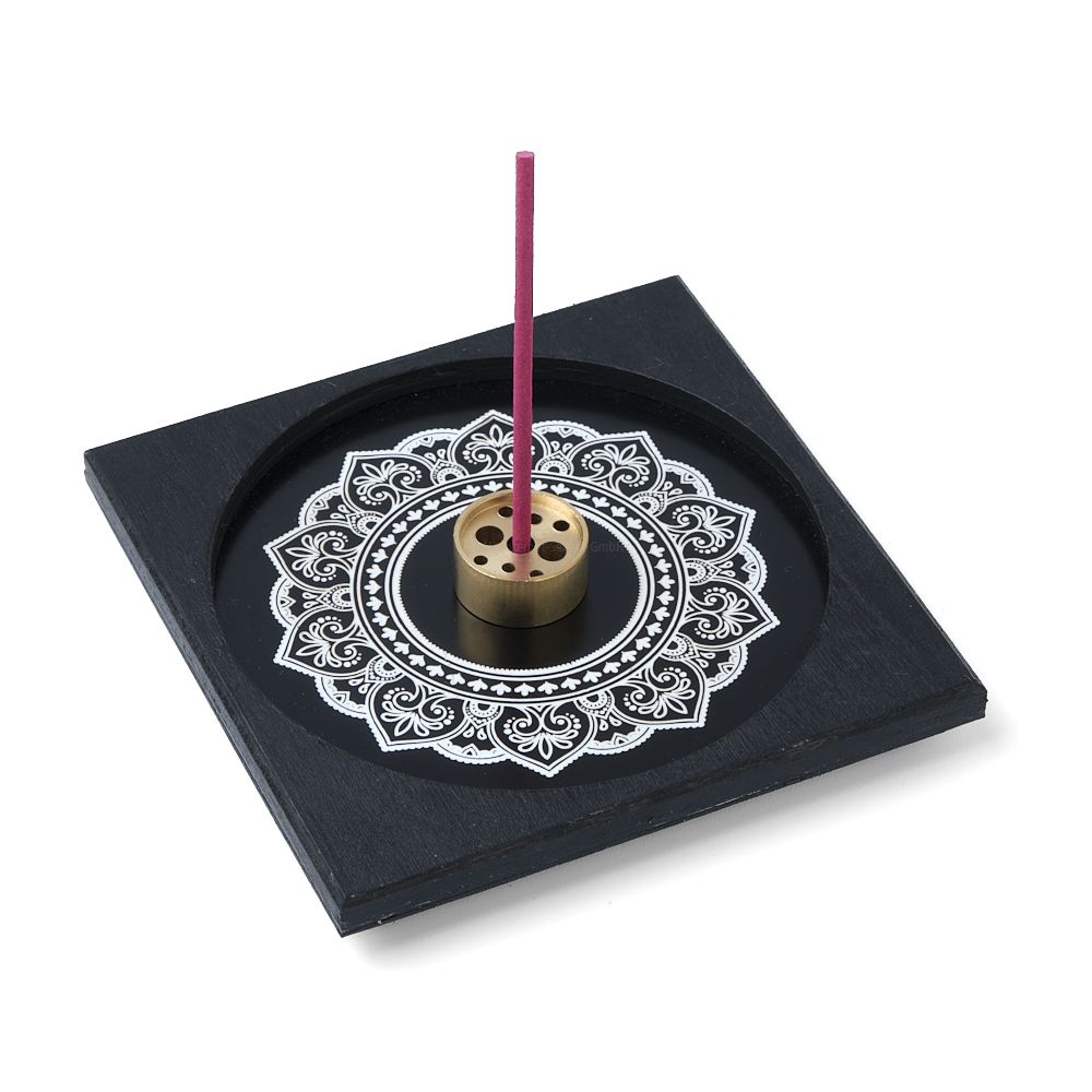 Halter für Räucherstäbchen/Räucherkegel mit Mandala-Gravur
