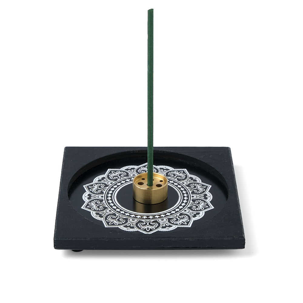 Halter für Räucherstäbchen/Räucherkegel mit Mandala-Gravur