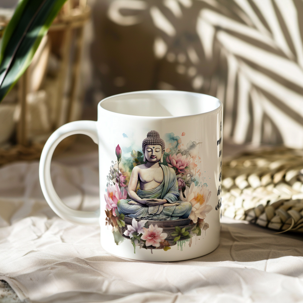 Motiv-Tasse Buddha mit Buddha-Zitat