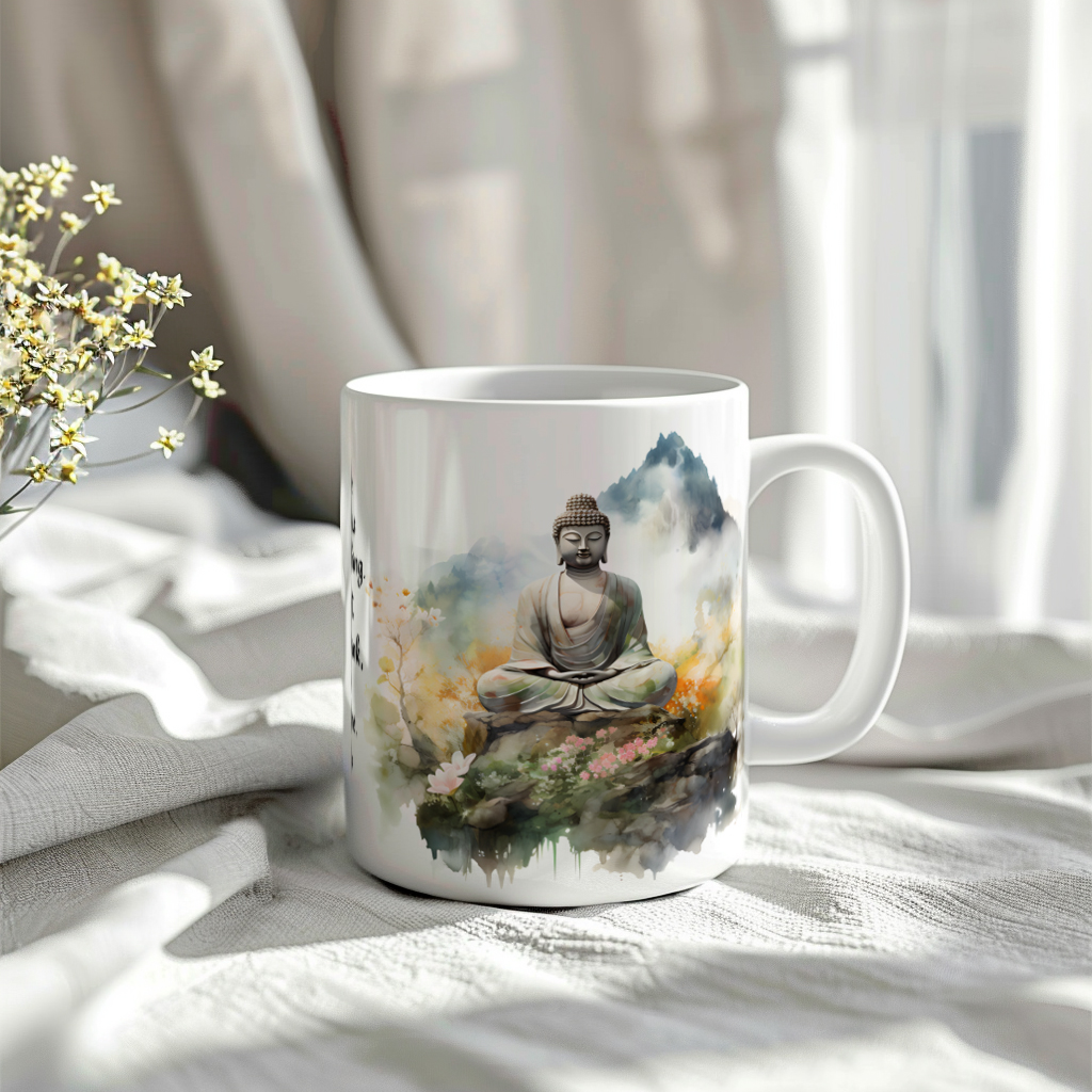 Motiv-Tasse Buddha mit Buddha-Zitat