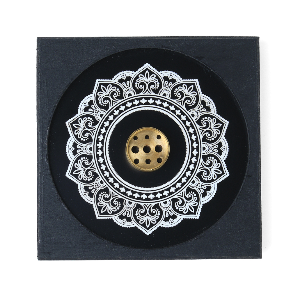 Halter für Räucherstäbchen/Räucherkegel mit Mandala-Gravur