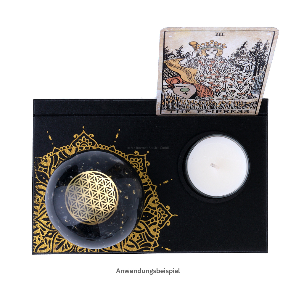 Tarotkartenhalter mit Mandala-Gravur (M)