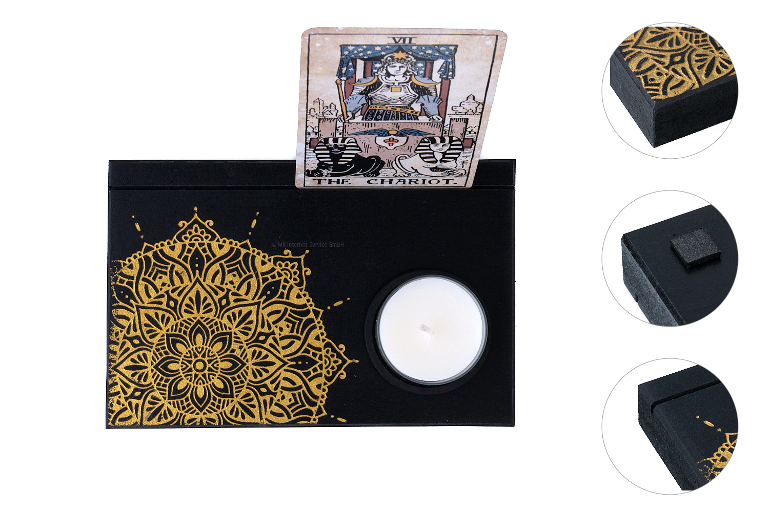 Tarotkartenhalter mit Mandala-Gravur (M)
