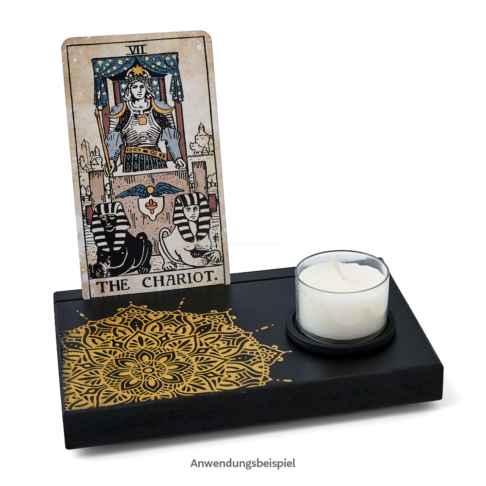 Tarotkartenhalter mit Mandala-Gravur (M)