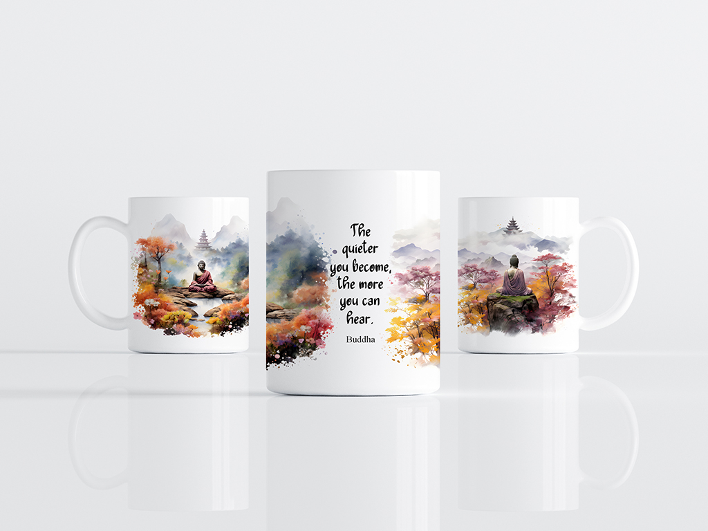 Motiv-Tasse Buddha mit Buddha-Zitat, Motivtasse