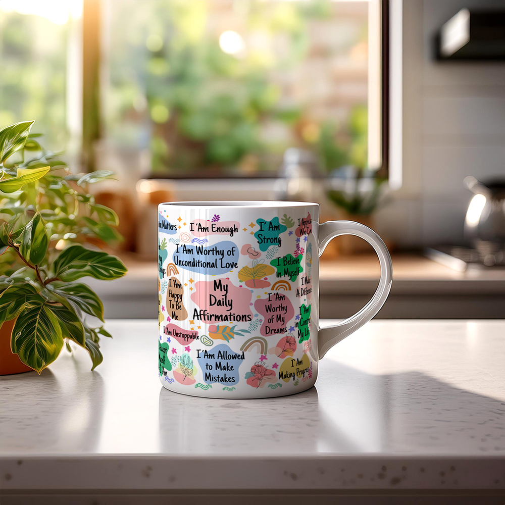 Motivations-Tasse mit positiven Affirmationen