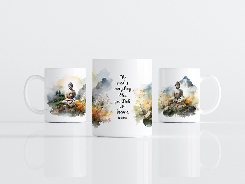 Motiv-Tasse Buddha mit Buddha-Zitat