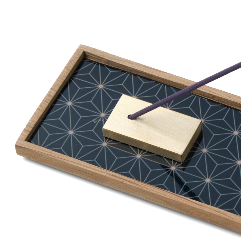 Räucherstäbchenhalter mit japanischem Muster "Asanoha" und Messinghalter