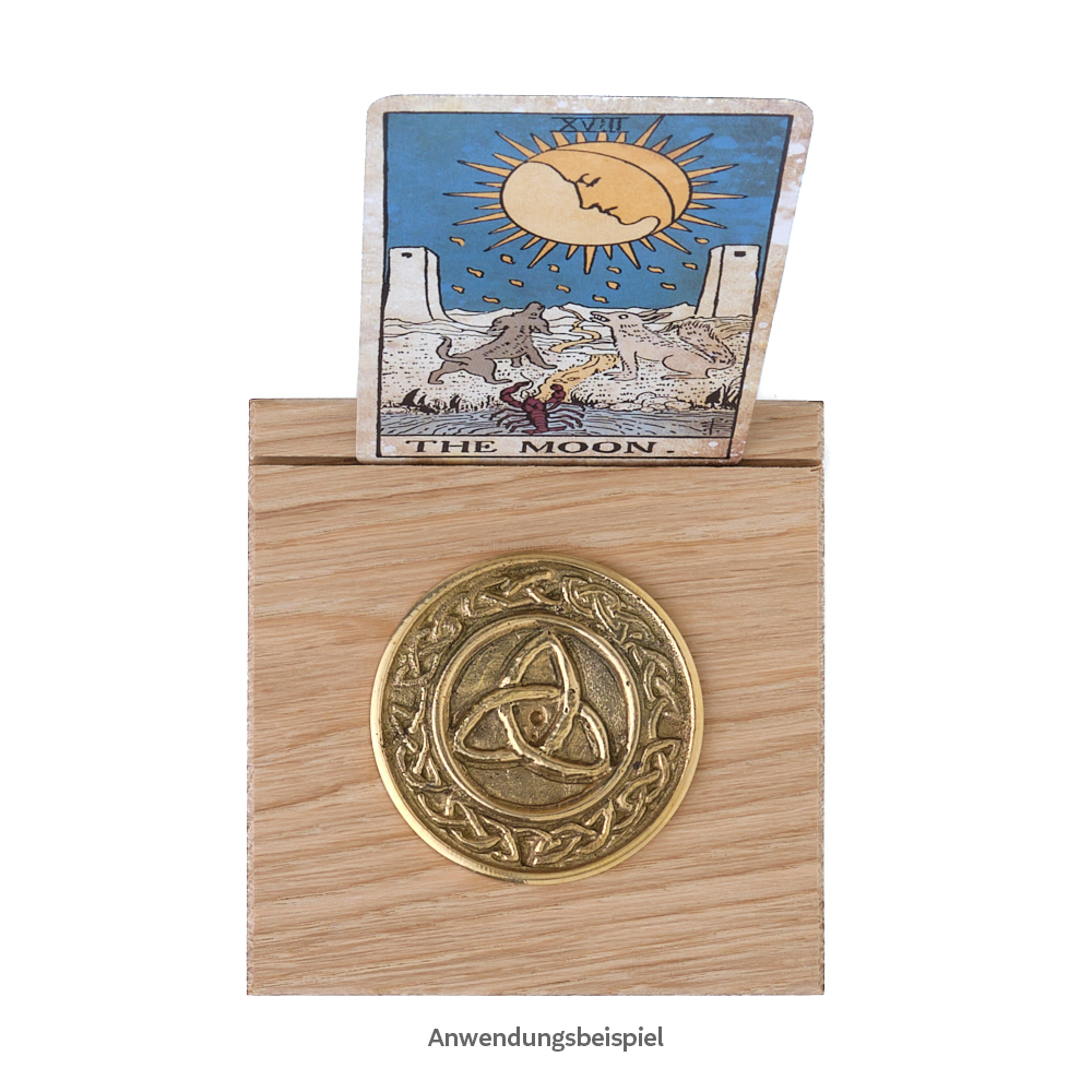 Tarotkartenhalter aus Eiche mit Münze Dreifachknoten