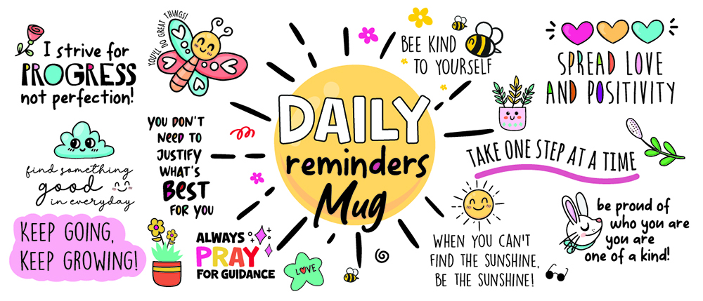 Motivations-Tasse mit positiven Affirmationen, Motivtasse