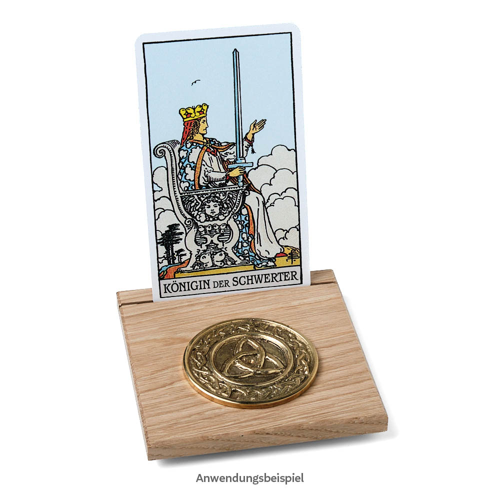 Tarotkartenhalter aus Eiche mit Münze Dreifachknoten