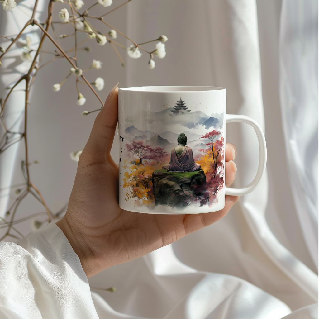 Motiv-Tasse Buddha mit Buddha-Zitat