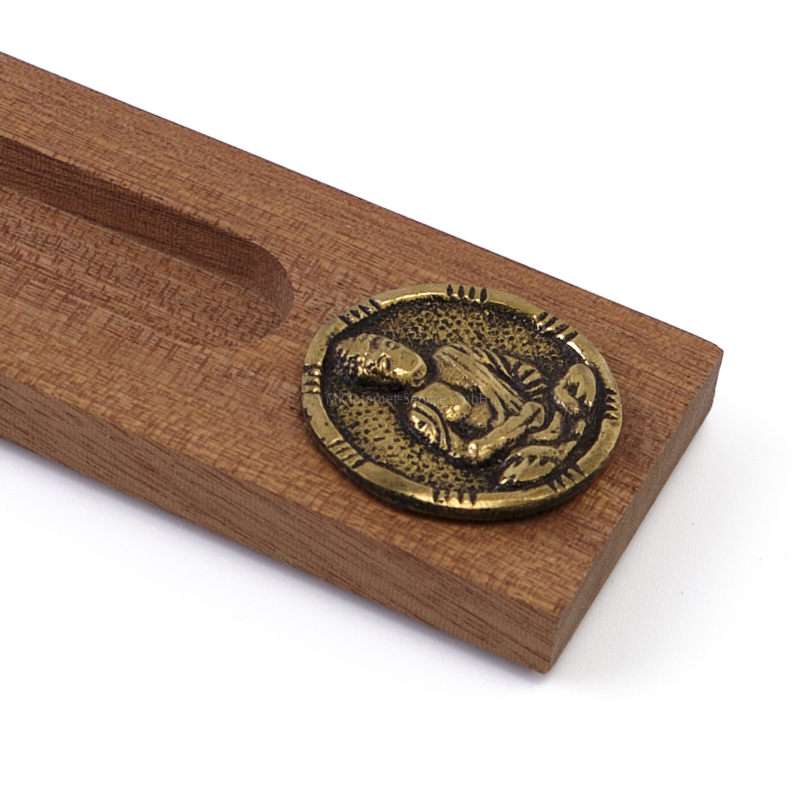 Räucherstäbchenhalter "Goldener Buddha" aus Edelholz