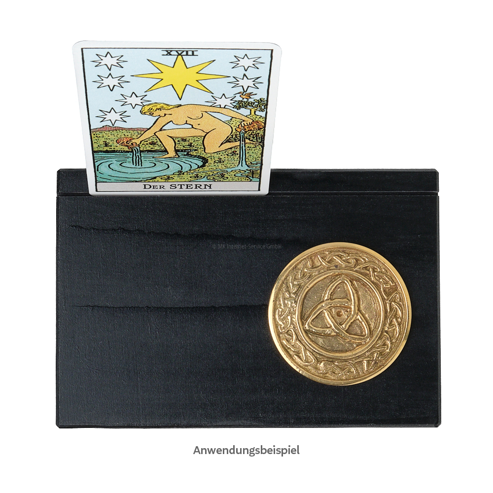Kartenhalter, schwarz mit Symbolmünze Dreifachknoten (M)