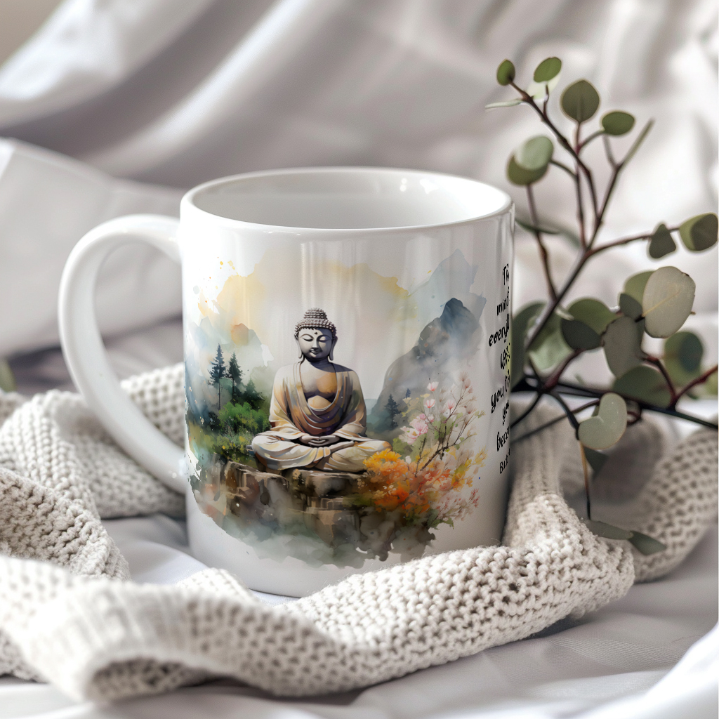 Motiv-Tasse Buddha mit Buddha-Zitat