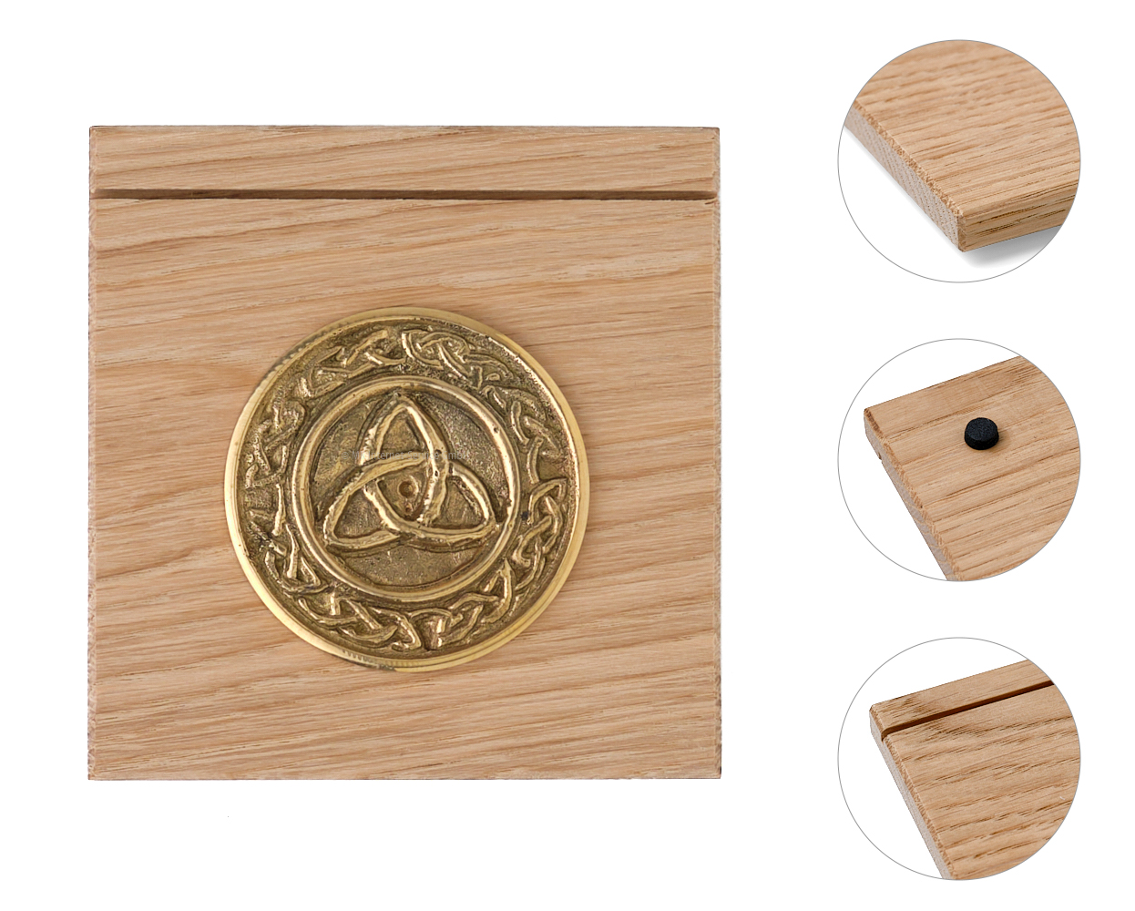 Tarotkartenhalter aus Eiche mit Münze Dreifachknoten