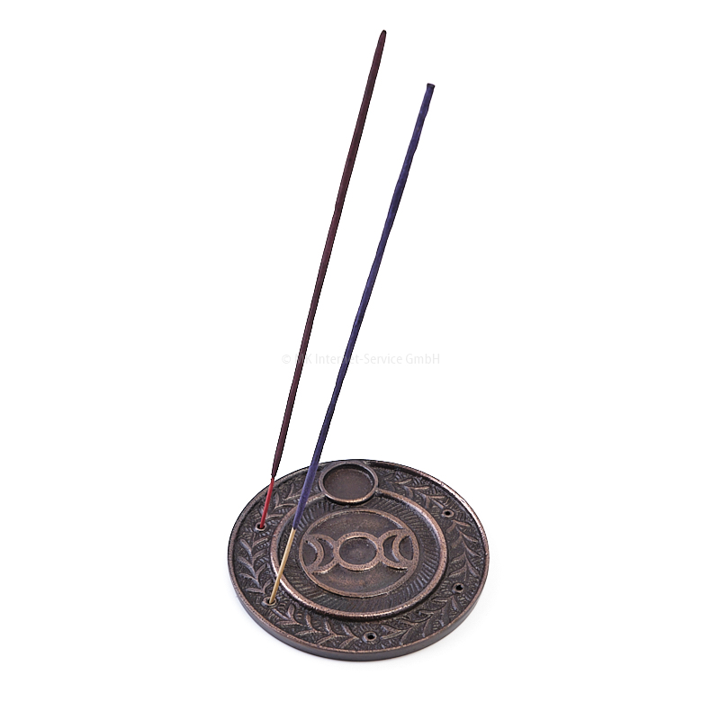 Runder Räucherstäbchenhalter Sonne/Mond aus Aluminium