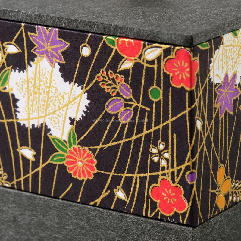 Chiyogami-Box "Blüten und Blätter" - Aufbewahrungsbox, Schmucktbox, Geschenkbox
