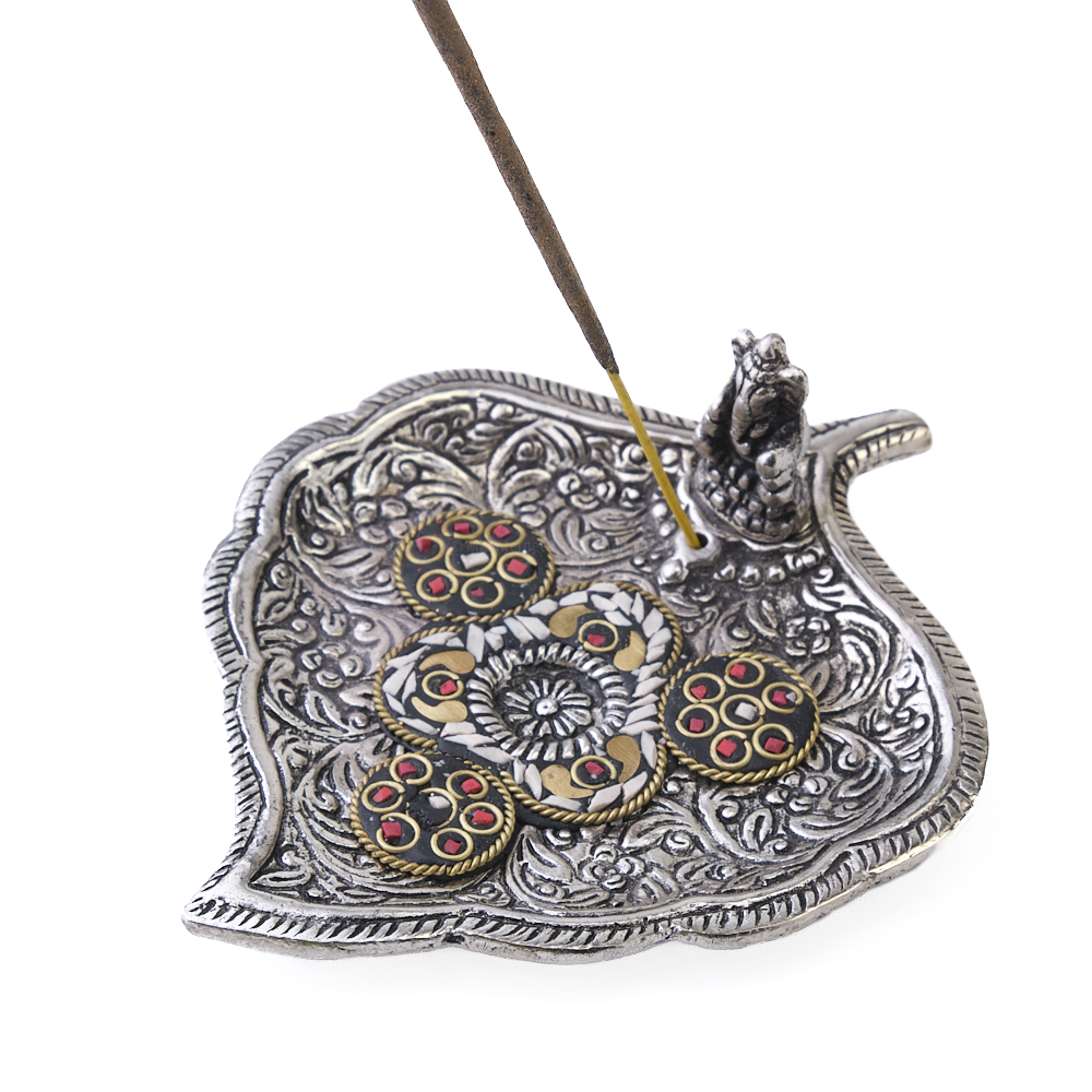 Räucherkegelhalter GANESHA aus Weißmetall