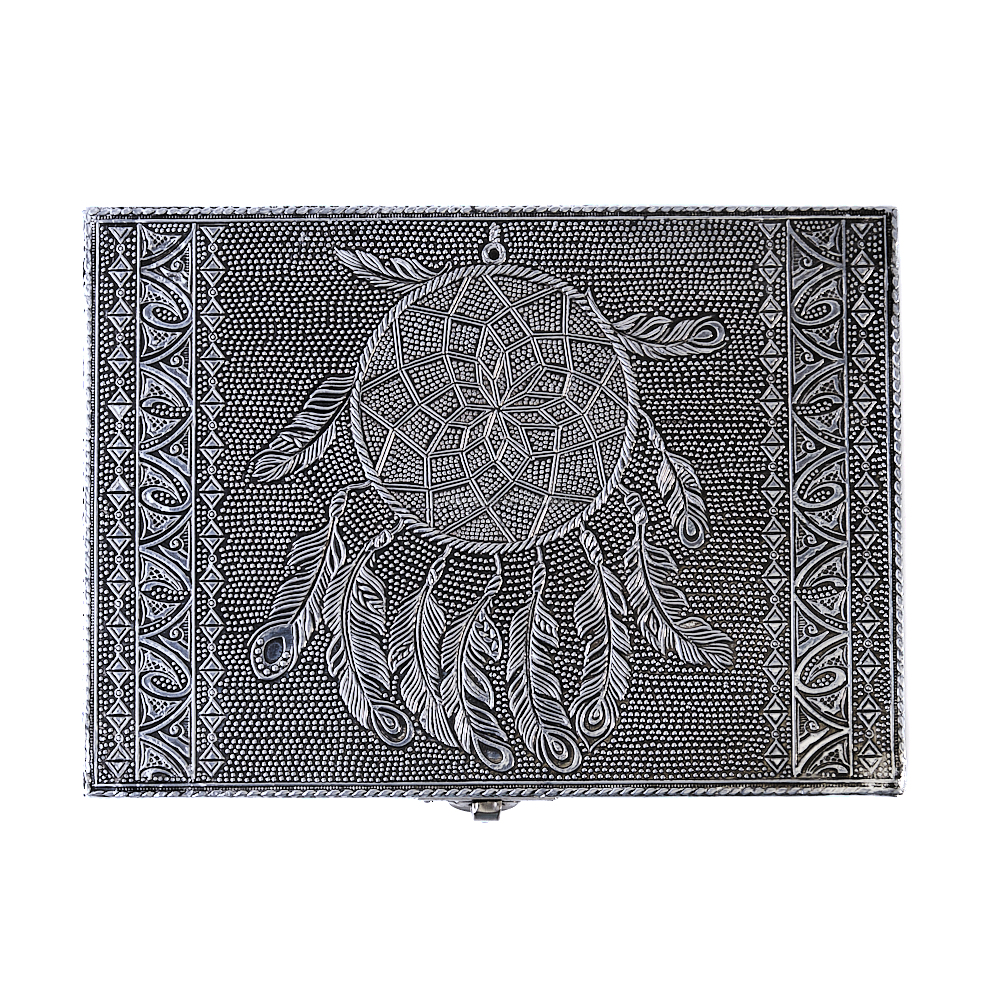Tarotbox/Aufbewahrungsbox mit Traumfänger in Silberfarbe