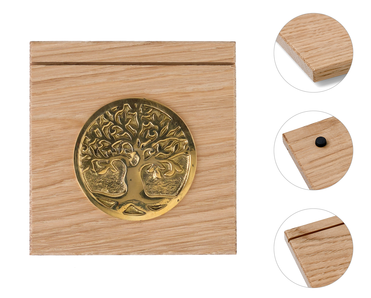 Tarotkartenhalter aus Eiche mit Münze Baum des Lebens