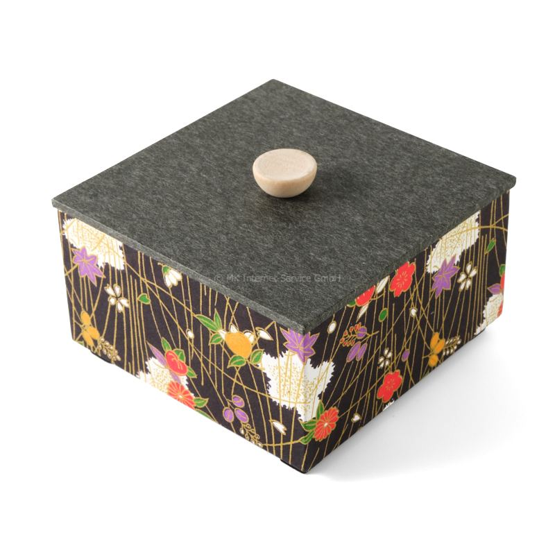 Chiyogami-Box "Blüten und Blätter" - Aufbewahrungsbox, Schmuckbox, Geschenkbox