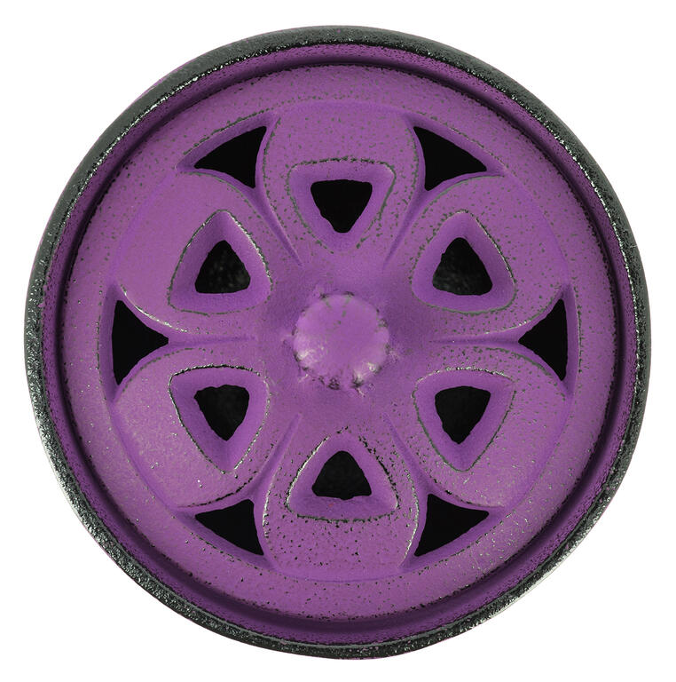 Japanisches Iwachu Räuchergefäß mit Deckel "Blütenblätter", Gusseisen violett
