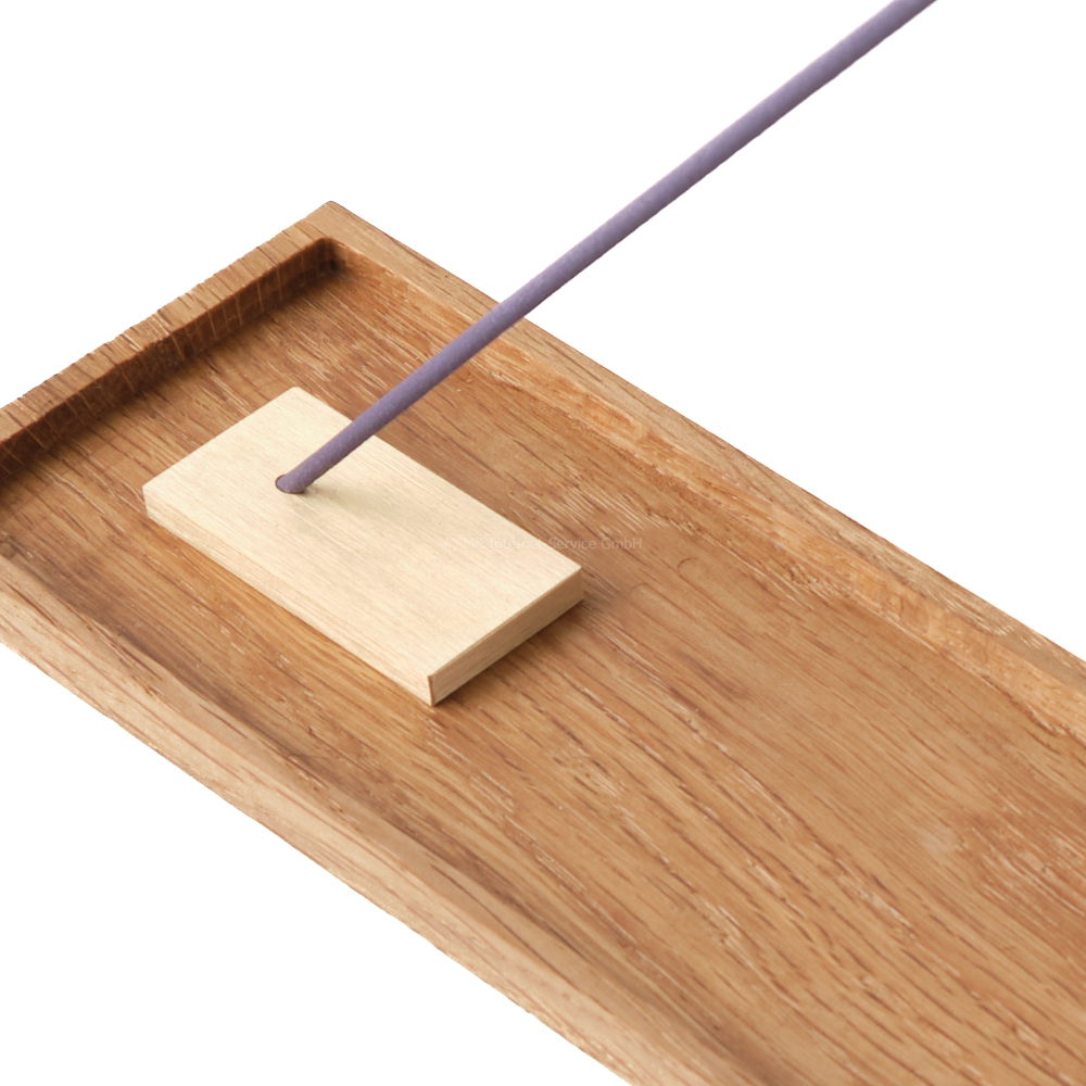 Räucherstäbchenhalter aus Edelholz Eiche mit Messinghalter, breit