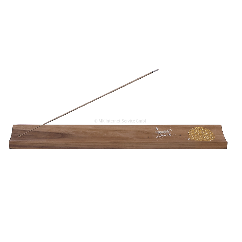 Räucherstäbchenhalter aus Holz mit goldener Gravur "Blume des Lebens"