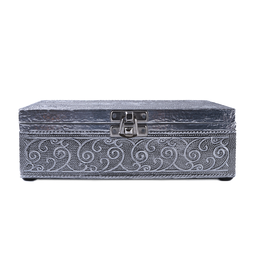 Tarotbox/Aufbewahrungsbox mit Lotus-Symbol in Silberfarbe