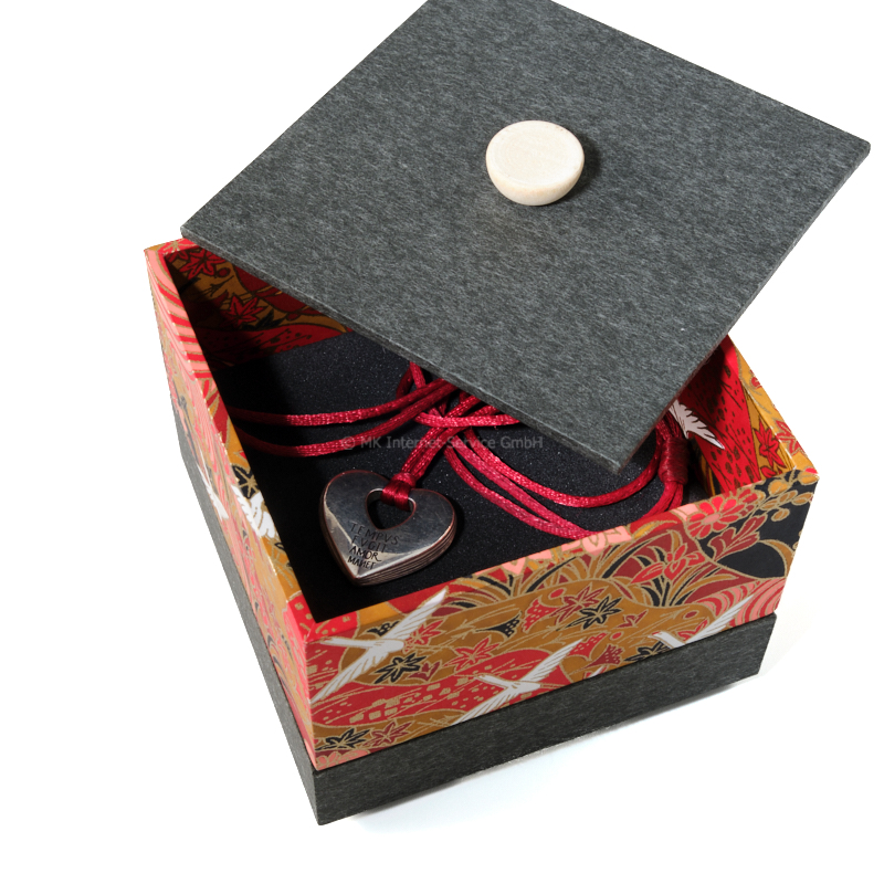 Chiyogami-Box "Kraniche über Landschaft" (3-teilig) - Aufbewahrungsbox, Schmuckbox, Geschenkbox
