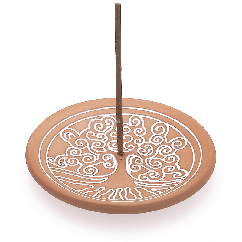 Räucherstäbchenhalter Yggdrasil aus Ton, natur