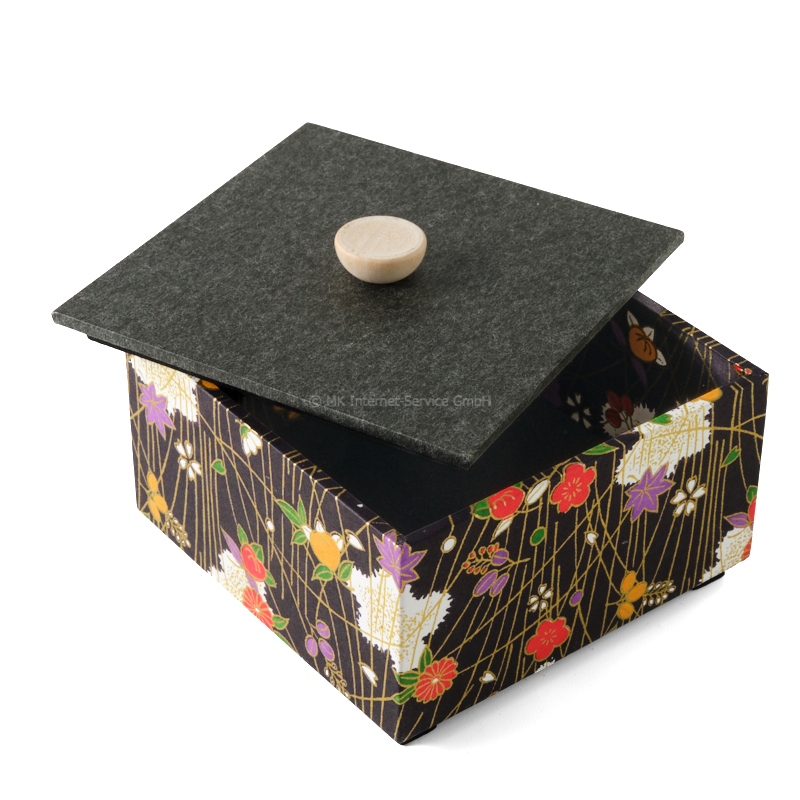 Chiyogami-Box "Blüten und Blätter" - Aufbewahrungsbox, Schmuckbox, Geschenkbox