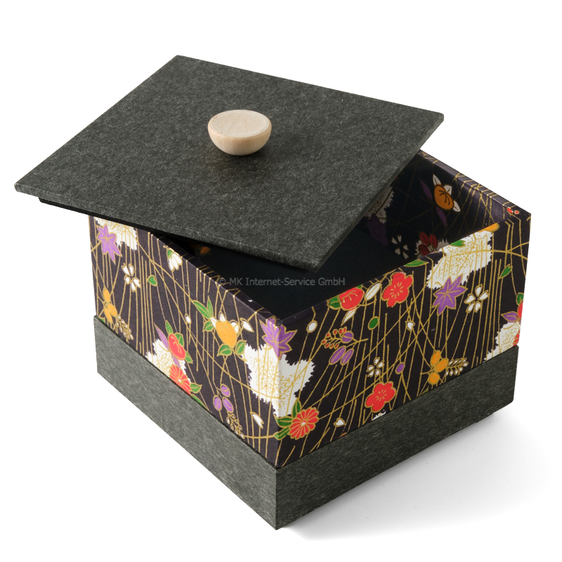 Chiyogami-Box "Blüten und Blätter" - Aufbewahrungsbox, Schmucktbox, Geschenkbox