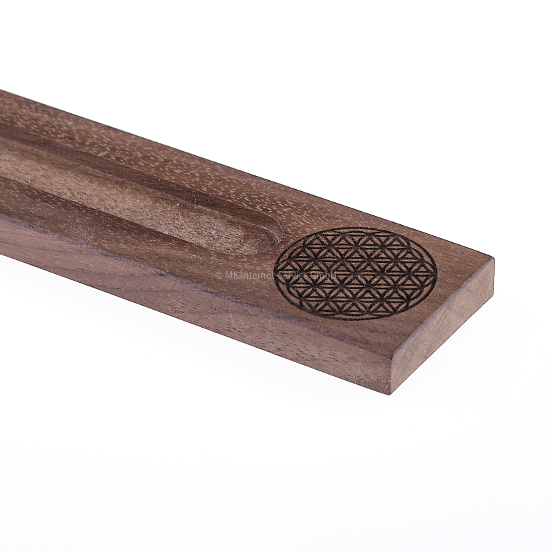 Räucherstäbchenhalter aus Edelholz mit "Blume des Lebens"