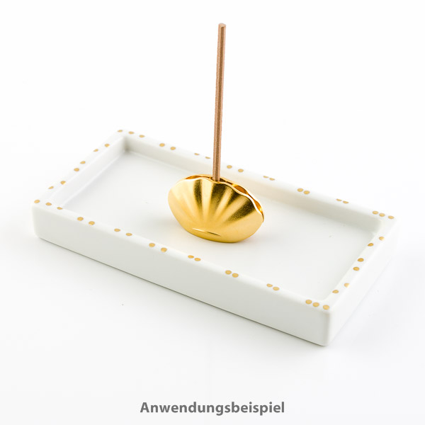 Geschenkset Japanische Räucherstäbchen Xiang Do Four und Halter Kolip Shell, mattgold