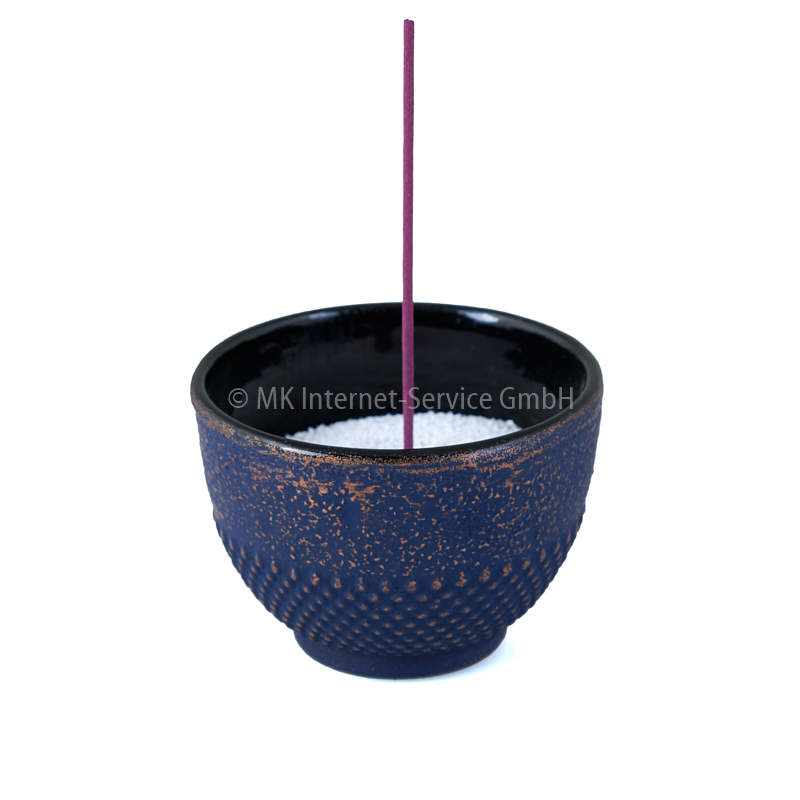 Räucherschale/Teetasse aus Gusseisen, blau-gold