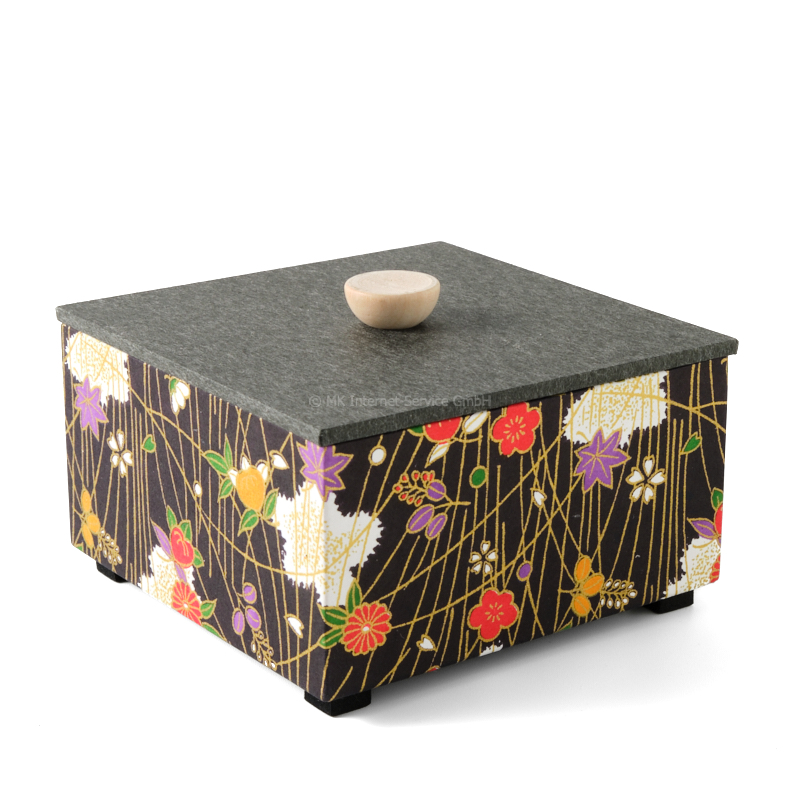 Chiyogami-Box "Blüten und Blätter" - Aufbewahrungsbox, Schmuckbox, Geschenkbox