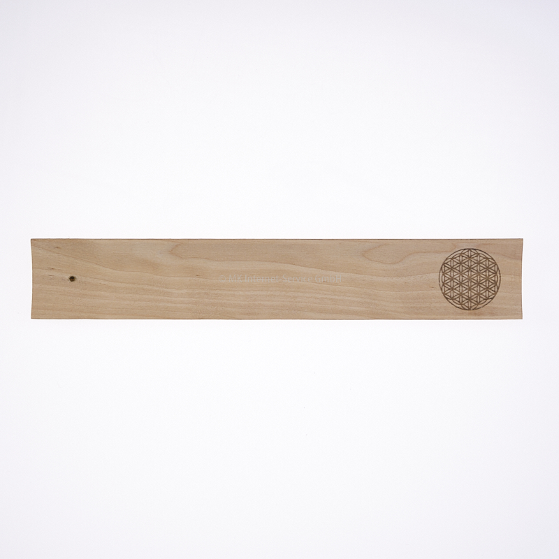 Räucherstäbchenhalter aus Edelholz mit Gravur "Blume des Lebens"