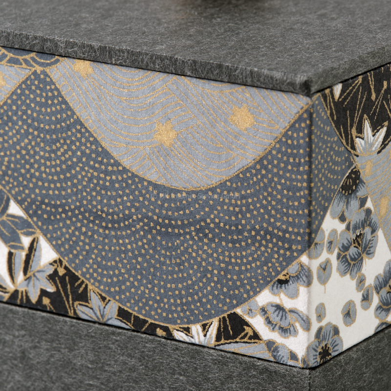 Chiyogami-Box "Hügel im Nebel" (3-teilig) - Aufbewahrungsbox, Schmuckbox, Geschenkbox