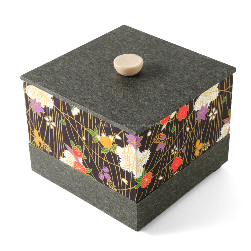 Chiyogami-Box "Blüten und Blätter" - Aufbewahrungsbox, Schmucktbox, Geschenkbox