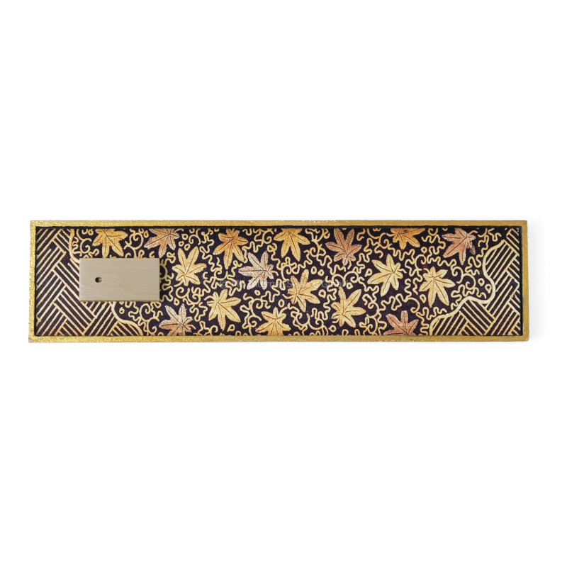 Räucherstäbchenhalter "Eiche schwarz/gold" mit Ahornmuster und Messinghalter