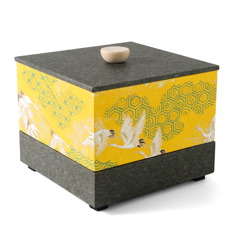 Chiyogami-Box "Kranichflug" - Aufbewahrungsbox, Schmuckbox, Geschenkbox