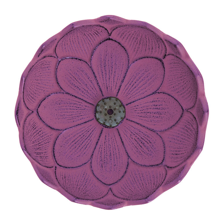 Japanischer Räucherstäbchenhalter Iwachu "Lotusblume" aus Gusseisen, violett