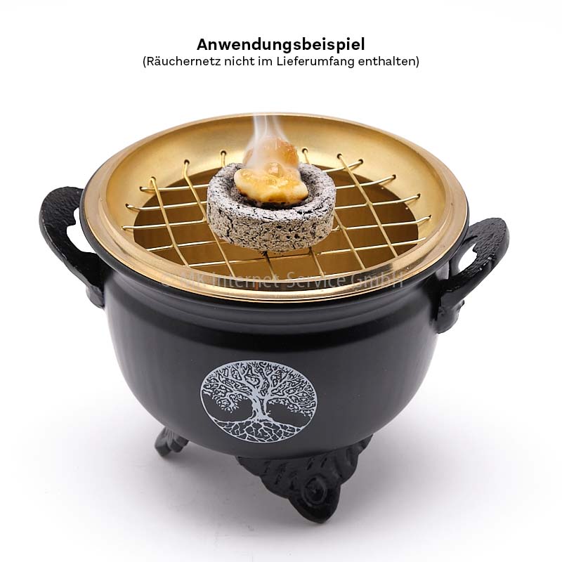 Räuchergefäß Caldron "Lebensbaum" aus Eisen mit Gusshenkel