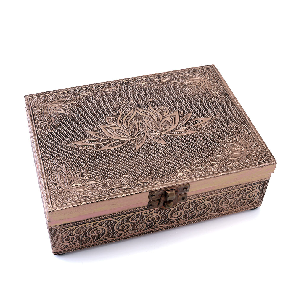 Tarotbox mit OM-Symbol in Kupferfarbe