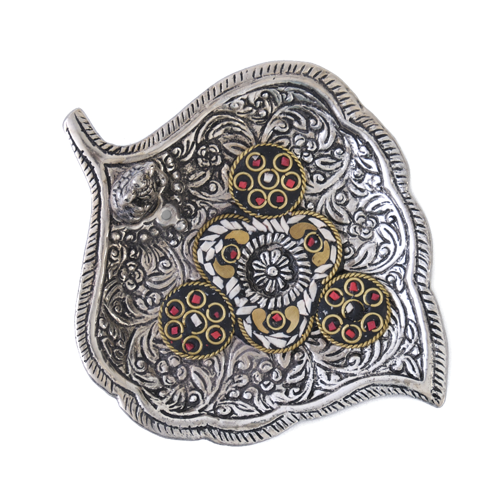 Räucherkegel-/Räucherstäbchenhalter GANESHA aus Weißmetall